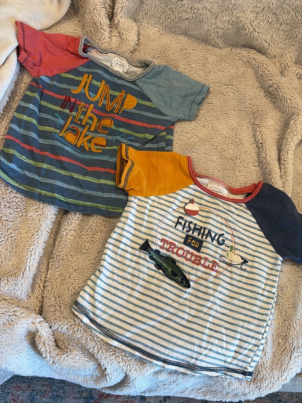 Mudpie 12-18 month appliqué fishing shirts